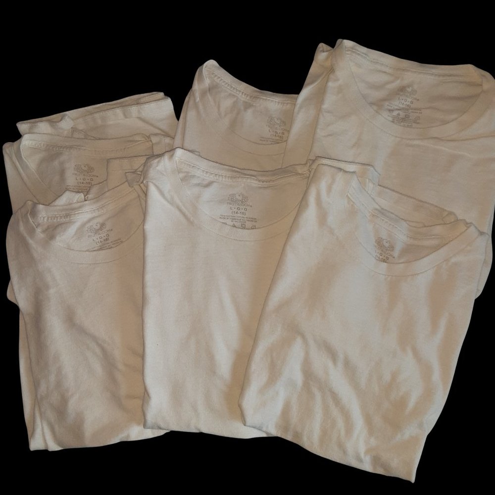 !!4.99 SHIPPING!! Boys Fruit of the Loom White Tees